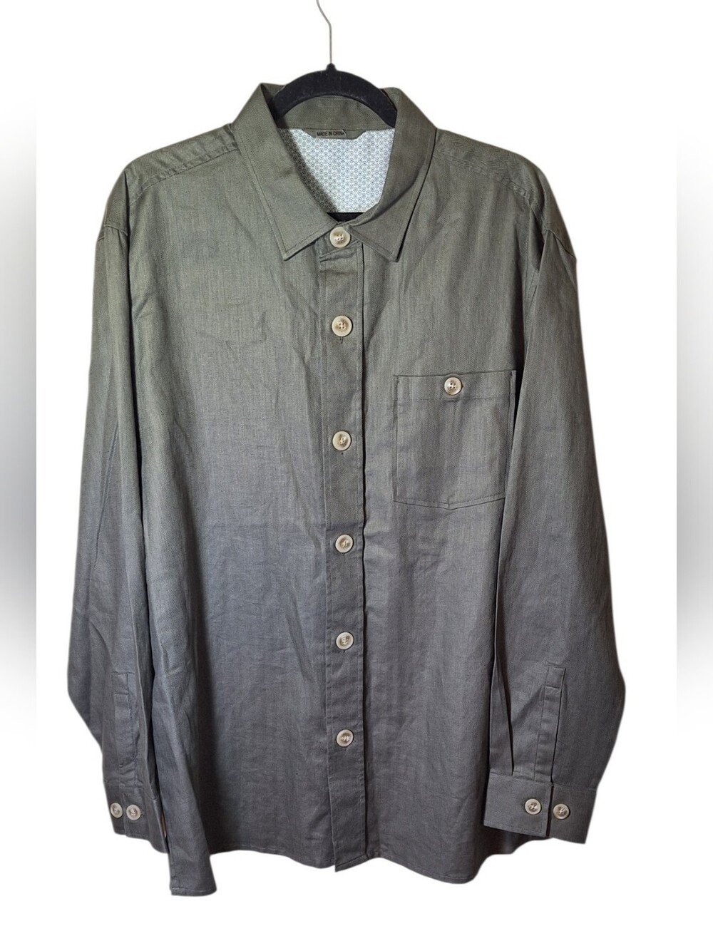NWOT Nick Graham Olive Green Long Sleeve Button-Down Shirt